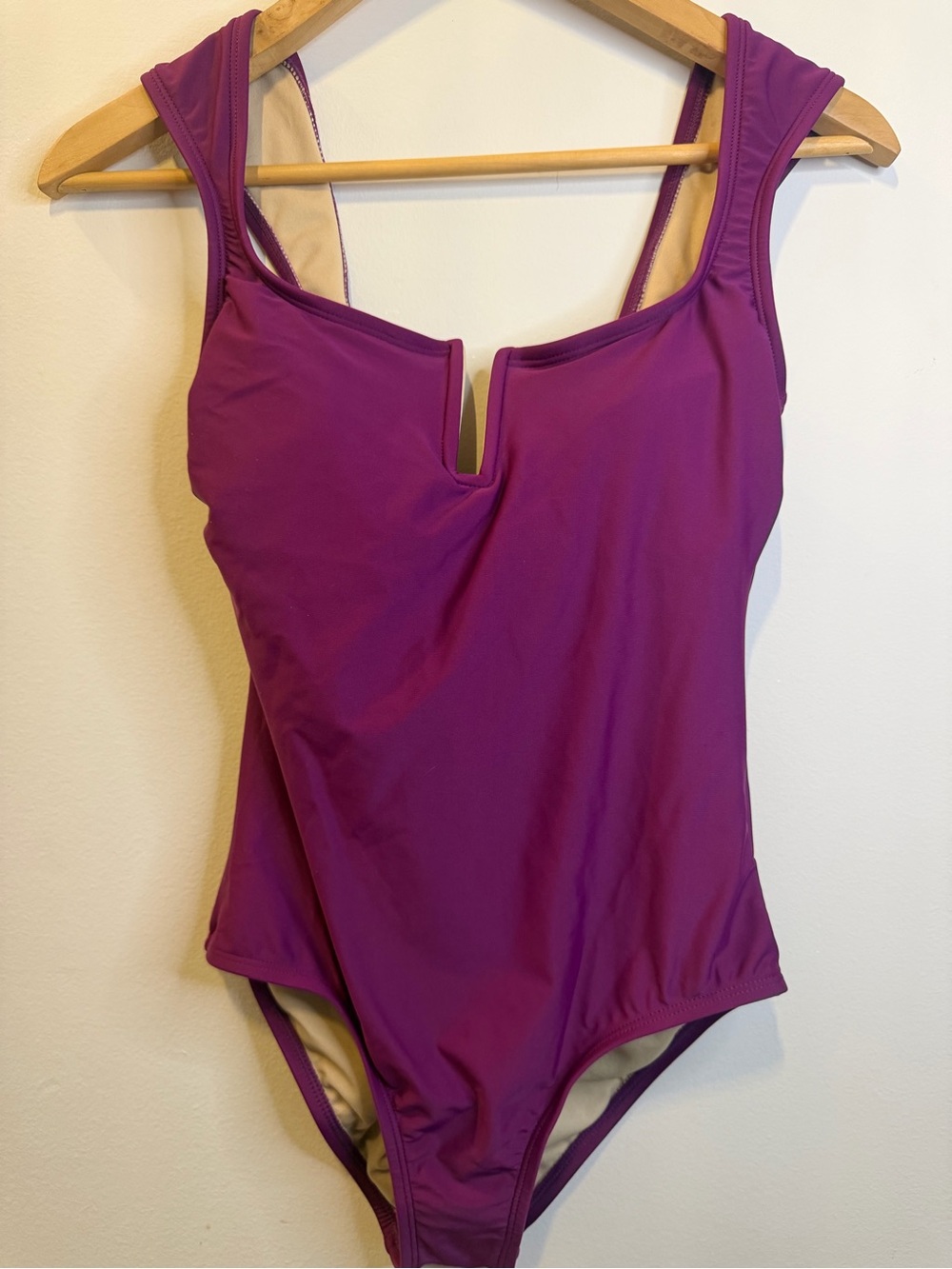 NWT- Shade & Shore Plum Notch Front One-Piece Swimsuit